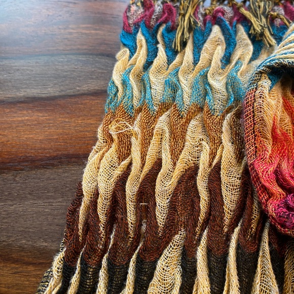 Accordion Scarf Stretchy Rainbow Multi Compared Fringe Wrap Shawl Pashmina flaws - Picture 5 of 8